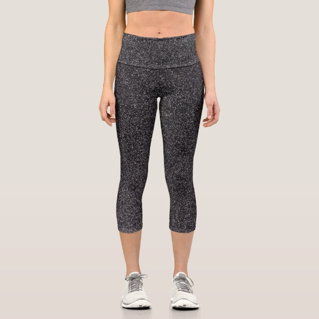 Leggings Capri Parties scintillant argentées-noires rayées Capri  (Recto)