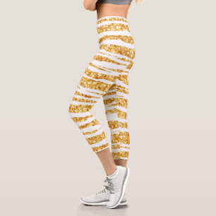 Leggings Capri Parties scintillant blanche or Boho Populaire Tige