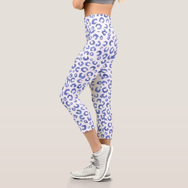 Leggings Capri Parties scintillant bleu blanc Poster de animal lé (Gauche)