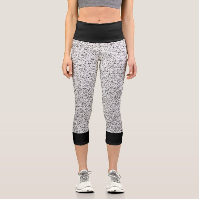 Leggings Capri Parties scintillant brillante gris argent avec noi (Recto)