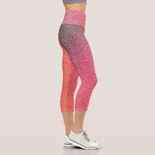 Leggings Capri Parties scintillant de dégradé rose foncé-orang