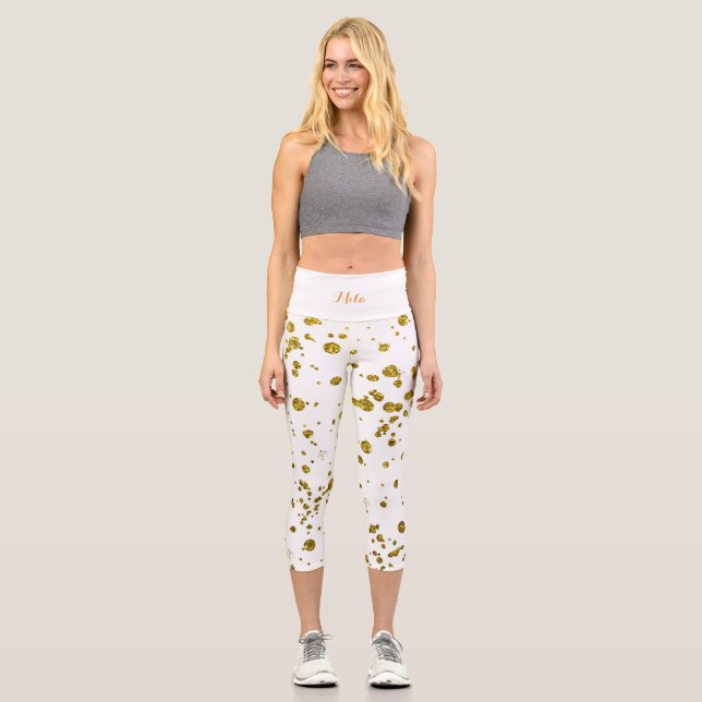 Leggings Capri Parties scintillant d'or (Recto)