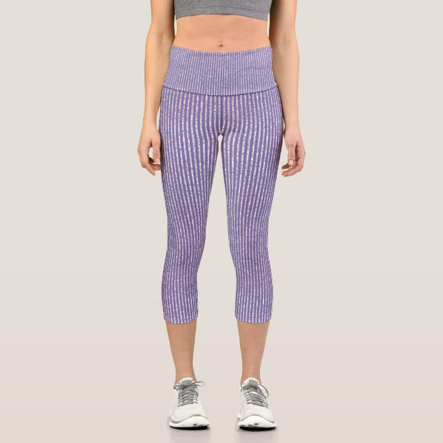 Leggings Capri Parties scintillant Lilac Lavande Chic Mince Verti (Recto)