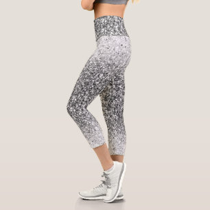 Leggings Capri Parties scintillant Ombre Noir Argent Capri Leggin