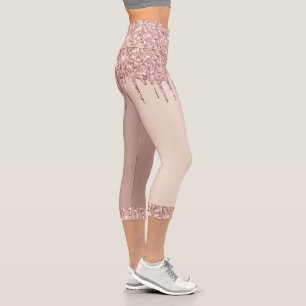 Leggings Capri Parties scintillant or rose Déchets brillants Legg
