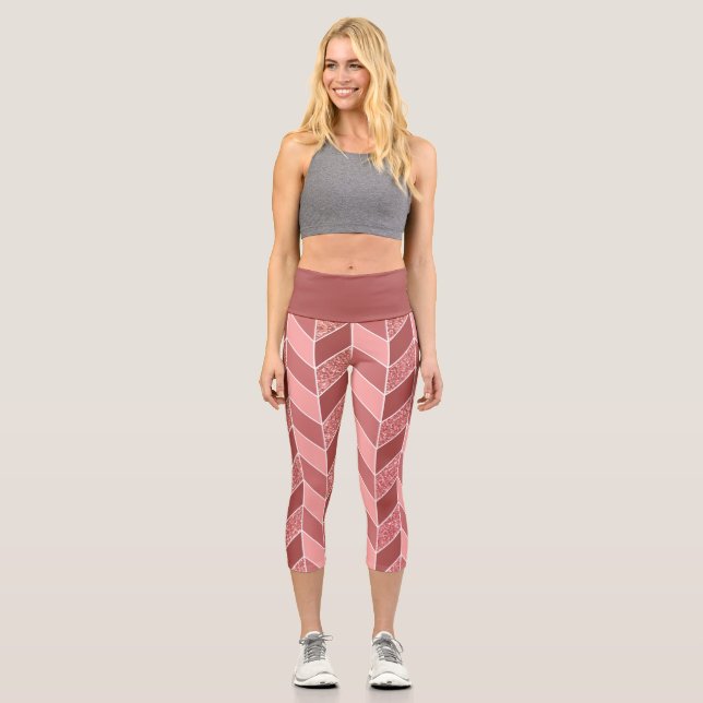 Leggings Capri Parties scintillant or Rose fille Pink Herringbone (Recto)