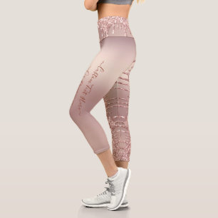 Leggings Capri Parties scintillant or rose Texte personnalisé Cap