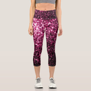 Leggings Capri Parties scintillant rose foncé brillant