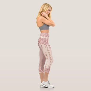 Leggings Capri Parties scintillant rose Gold Blush Éclats Texte p