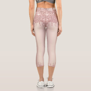 Leggings Capri Parties scintillant rose Gold Blush Étincelle Dans