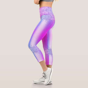 Leggings Capri Parties scintillant rose violet Lavoirs de Neon
