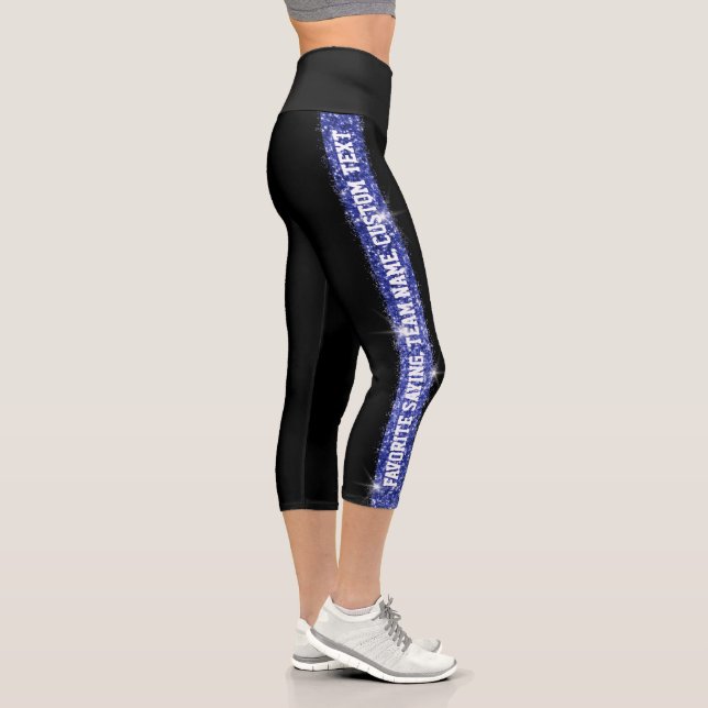 Leggings Capri Parties scintillant Sport Bleu Bleu Bleu Texte Per (Droite)