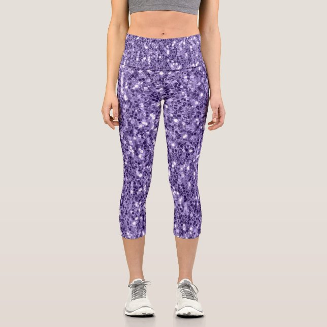 Leggings Capri Parties scintillant violet ultra violet étincelle (Recto)