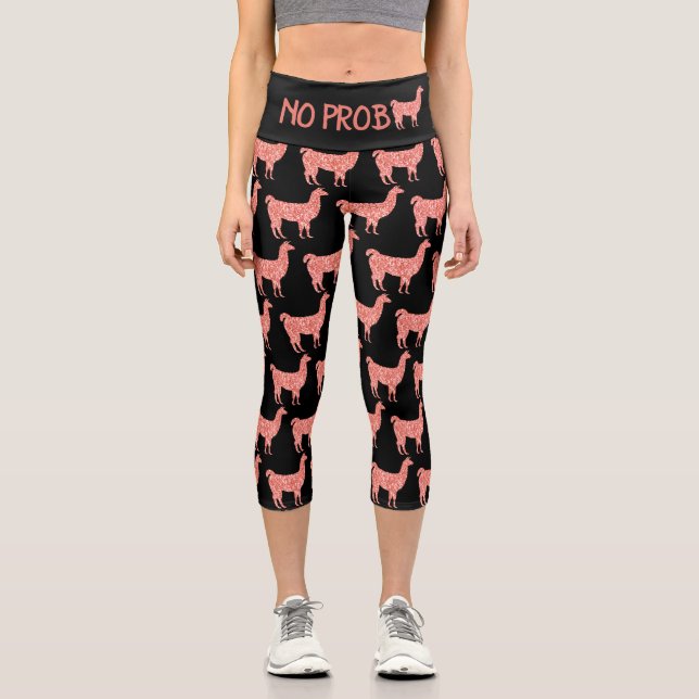 Leggings Capri Pas de Prob Llama parties scintillant corail rose  (Recto)