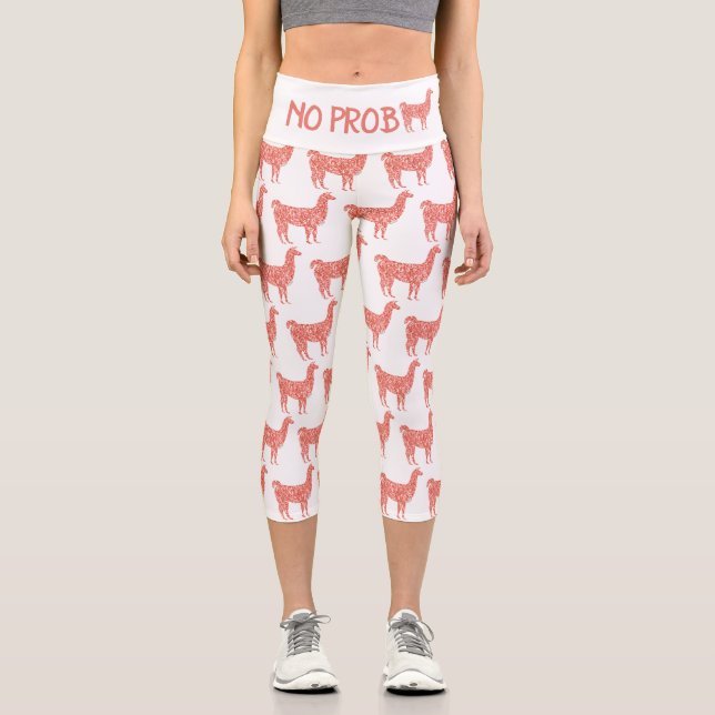 Leggings Capri Pas de Prob Llama parties scintillant corail rose  (Recto)