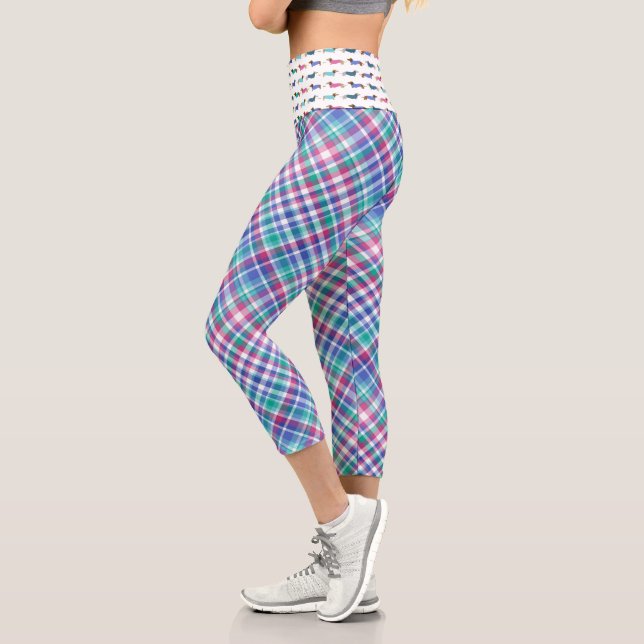 Leggings Capri Pastel coloré avec taille Dachshund (Gauche)