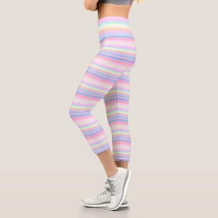 Leggings Capri Pastel couleurs mignonnes rayées