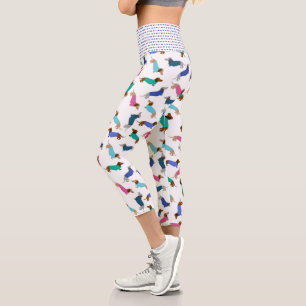 Leggings Capri Pastel Dachshunds et Polka Dot