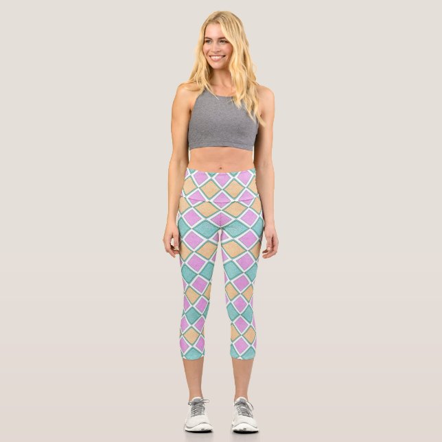 Leggings Capri  Pastel Harlequin Prism Small Diamond Pattern (Recto)