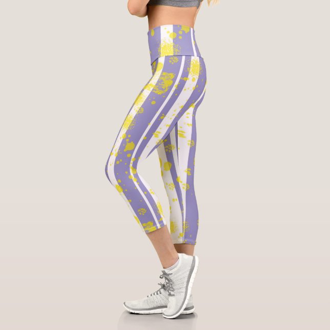 Leggings Capri Pastel Pale Lavender Purple Art Abstrait (Gauche)