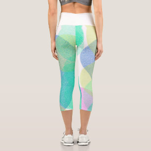 Leggings Capri Pastel Pale Turquoise Cercles d'Art Abstrait