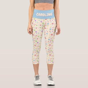 Leggings Capri Pastel Rainbow Polka Point personnalisé