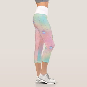 Leggings Capri Pastel tourbillonne holographique étoiles et ruban