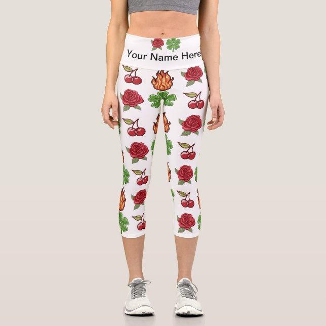 Leggings Capri Patches de la nature Capris haut taille (Recto)