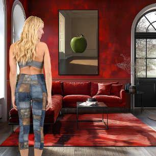 Leggings Capri Patchwork de denim bleu et Brown Texte et logo per