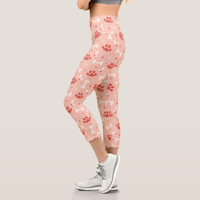 Leggings Capri Pâtes et os de Noël Motif (Gauche)