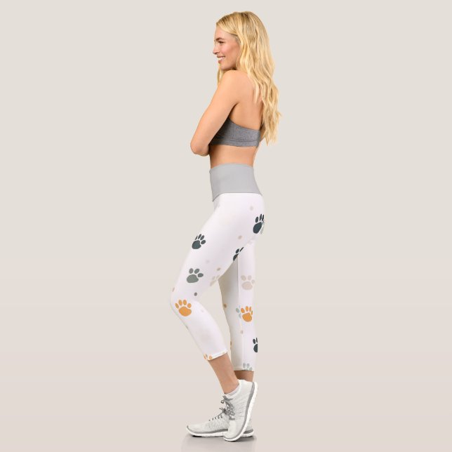 Leggings Capri Pâtes et Pose Yoga Capri Leggings! 🐾 🧘 ‍ ♀️ (Gauche)