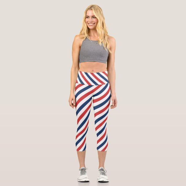 Leggings Capri Patriotique Rouge Blanc et Bleu (Recto)