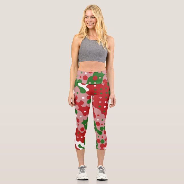 Leggings Capri Patters de Groovy Funky Mod Retro Christmas (Recto)