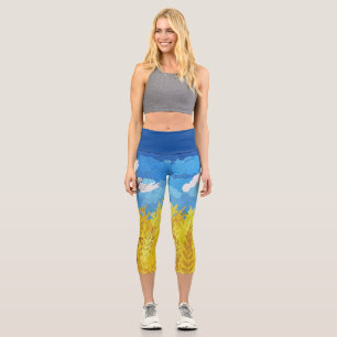Leggings Capri Paysage du drapeau ukrainien