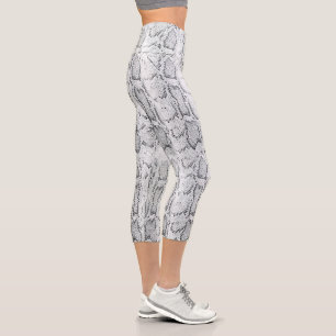 Leggings Capri Peau de serpent Python blanc