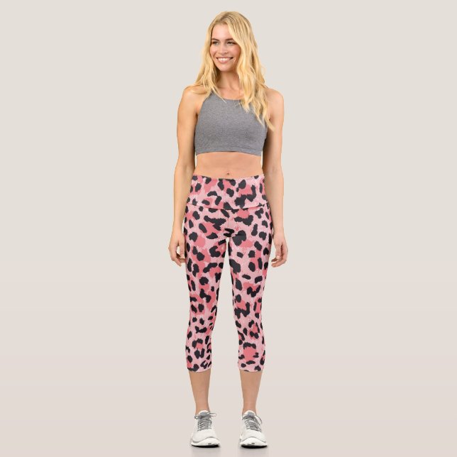 Leggings Capri Peau léopard : texture vintage et transparente (Recto)