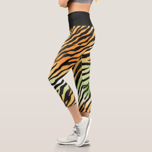 Leggings Capri Peau tigre rayée moderne Imprimer gros chats félin