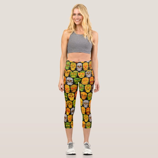 Leggings Capri Peaux feuille Aspen Skulls sans couture motif 2018 (Recto)