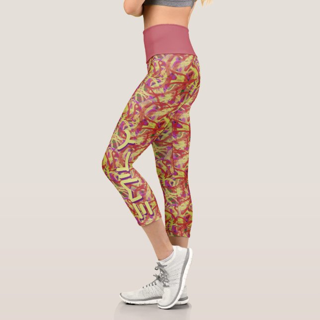 Leggings Capri Peinture à pinceau motif de graffiti Abstrait pers (Gauche)