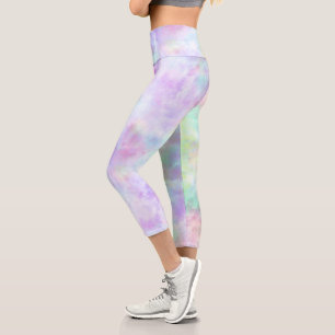 Leggings Capri Peinture d'aquarelle Pastel Rainbow Cravate-Dye