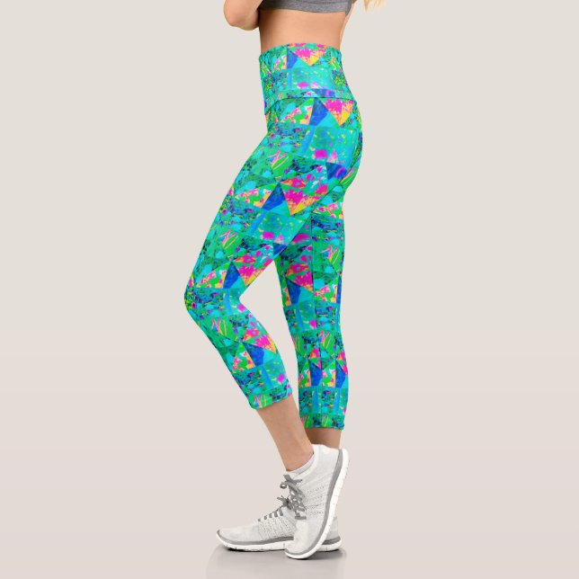 Leggings Capri Peinture de courtepointe de jardin avec Hydrangea  (Gauche)