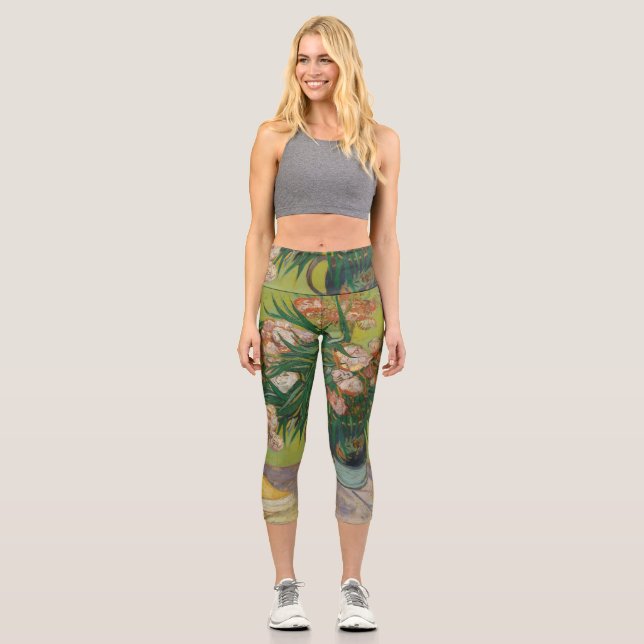 Leggings Capri Peinture de fleurs d'oléandre de Vincent Van Gogh (Recto)