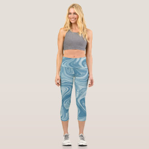 Leggings Capri Peinture d'eau mystique couleur bleue