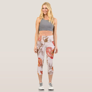 Leggings Capri Pépites Arrière - plans beige Motif d'aquarelle