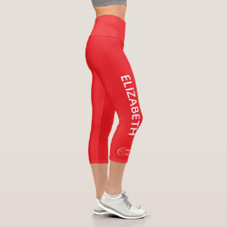 Leggings Capri Personalized Pilates Crew Reformer / Mat Red
