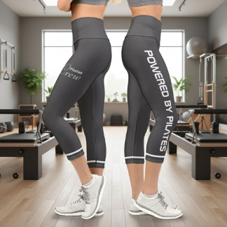 Leggings Capri Personalized Powered By Pilates Dark Grey