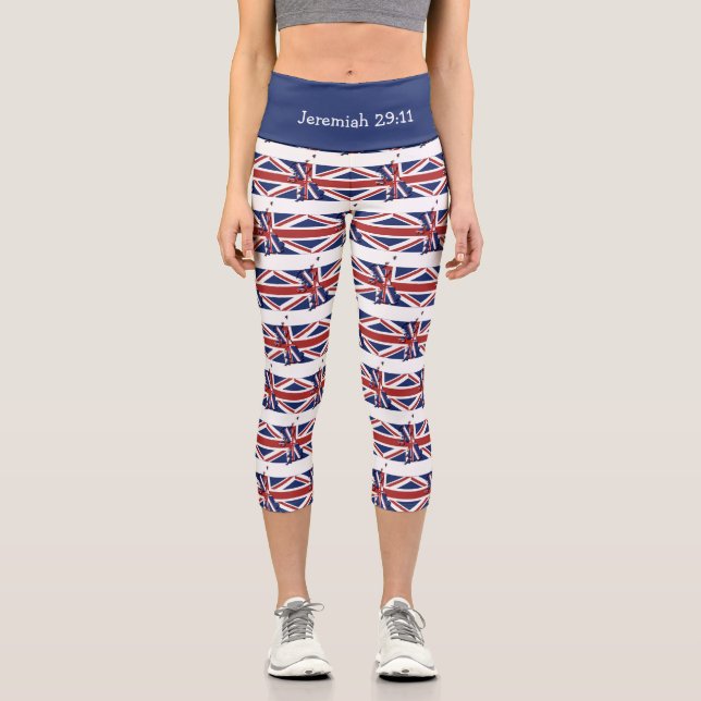 Leggings Capri Personnalisable  | Patriotique | DRAG UNION JACK U (Recto)