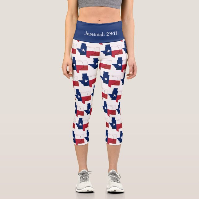 Leggings Capri Personnalisable  | Patriotique | DRAPEAU TEXAS (Recto)