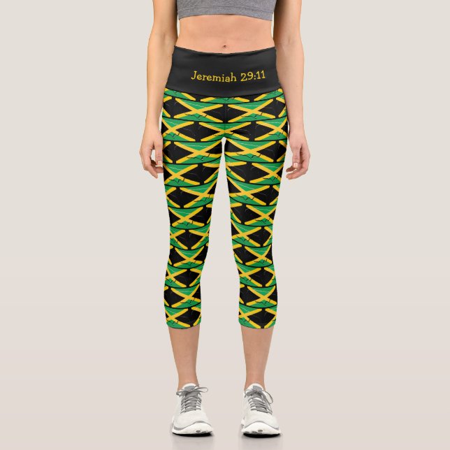 Leggings Capri Personnalisable  | Patriotique | JAMAICA FLAG (Recto)