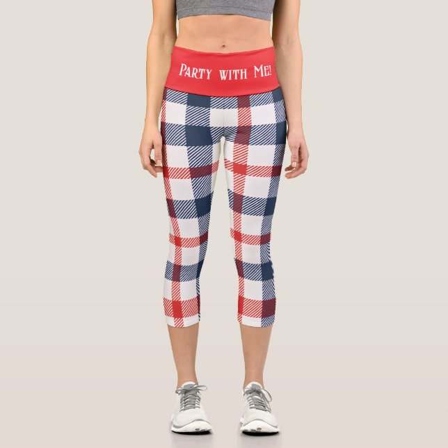 Leggings Capri PERSONNALISABLE ROUGE BLANC et BLEUE Capris haut t (Recto)